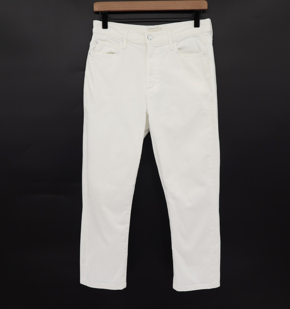 Mother Women's Sz 28 High Waisted Rascal Crop Fray Fairest Of Them All White